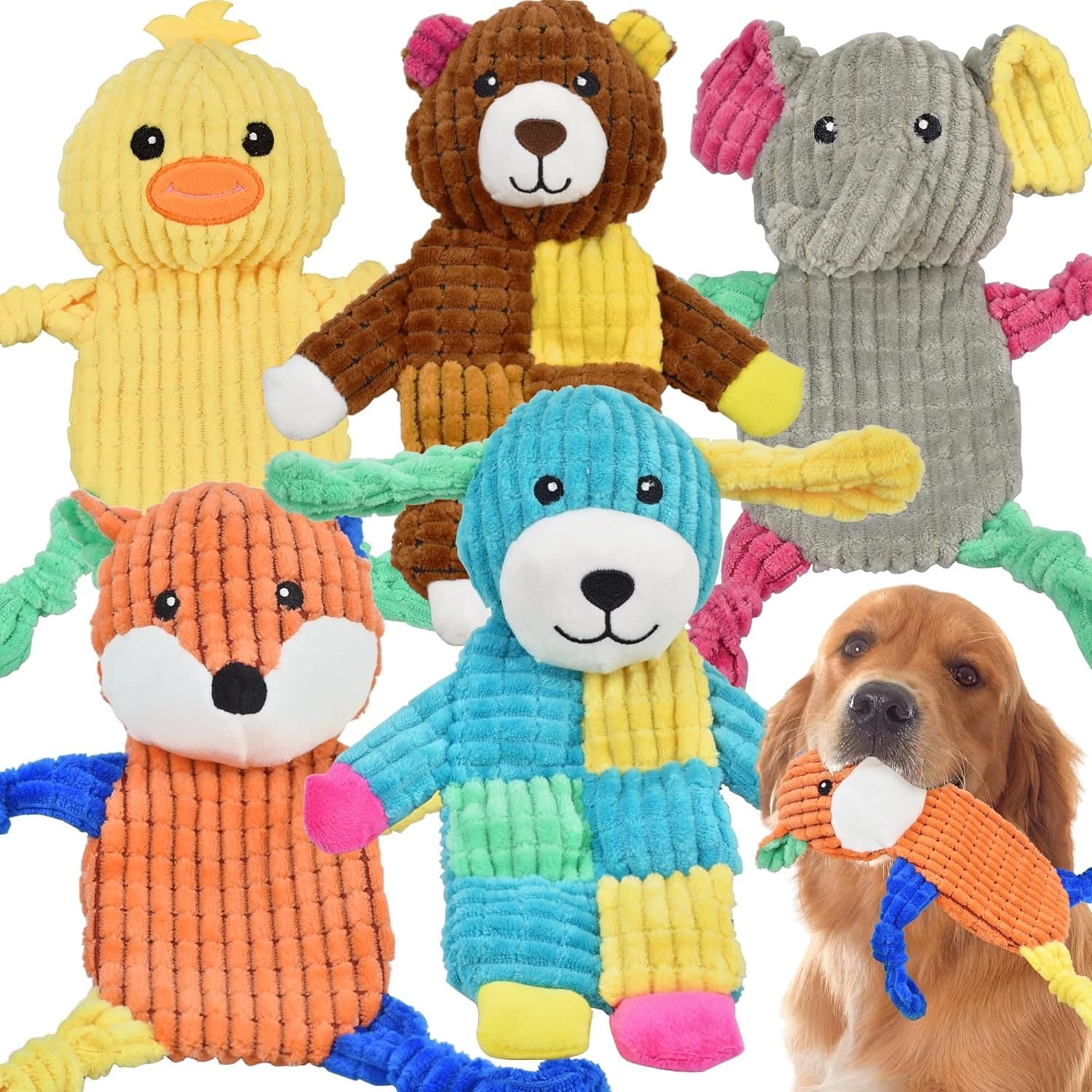 LECHONG 5 juguetes chirriantes para perros, juguetes grandes arrugados
